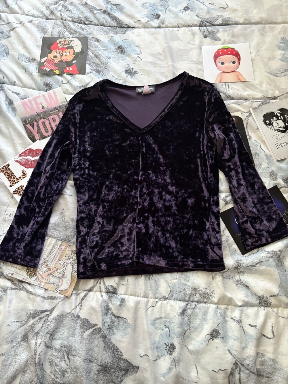 Girl Kid Top • Velvet V-Neck Top - Deep Purple